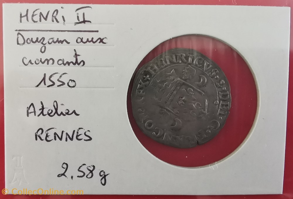 monnaie france royale henri ii douzain aux croissants 1550