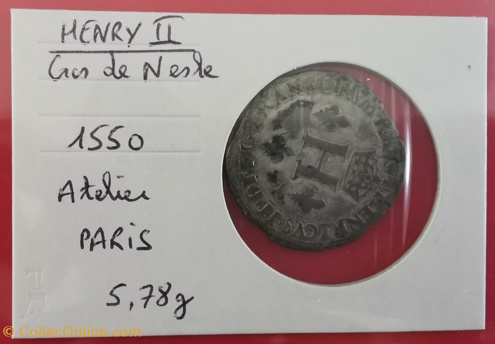 HENRY II Gros de Nesle 1550 monnaie france a royale henry ii gros de nesle 1550
