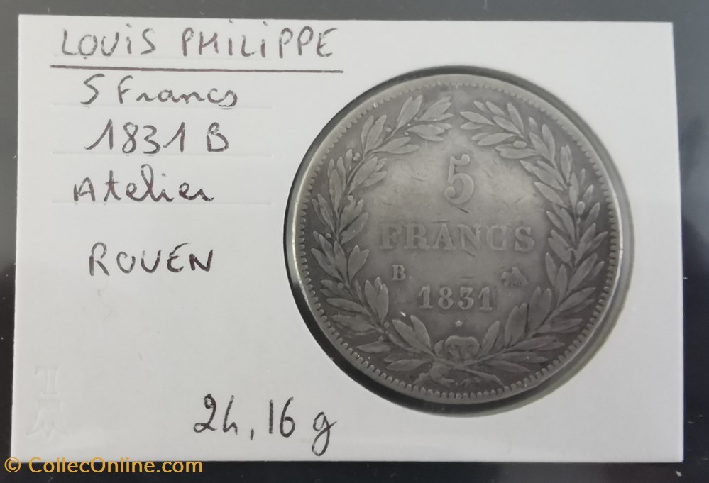 LOUIS PHILIPPE 5 francs 1831 B monnaie france moderne louis philippe 5 francs 1831 b