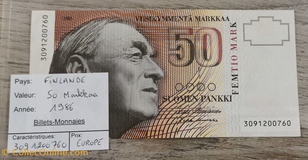 billets europe finlande 50 markkaa