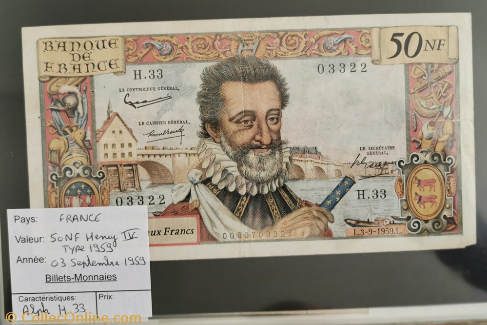 billet europe france 50 nf henri iv
