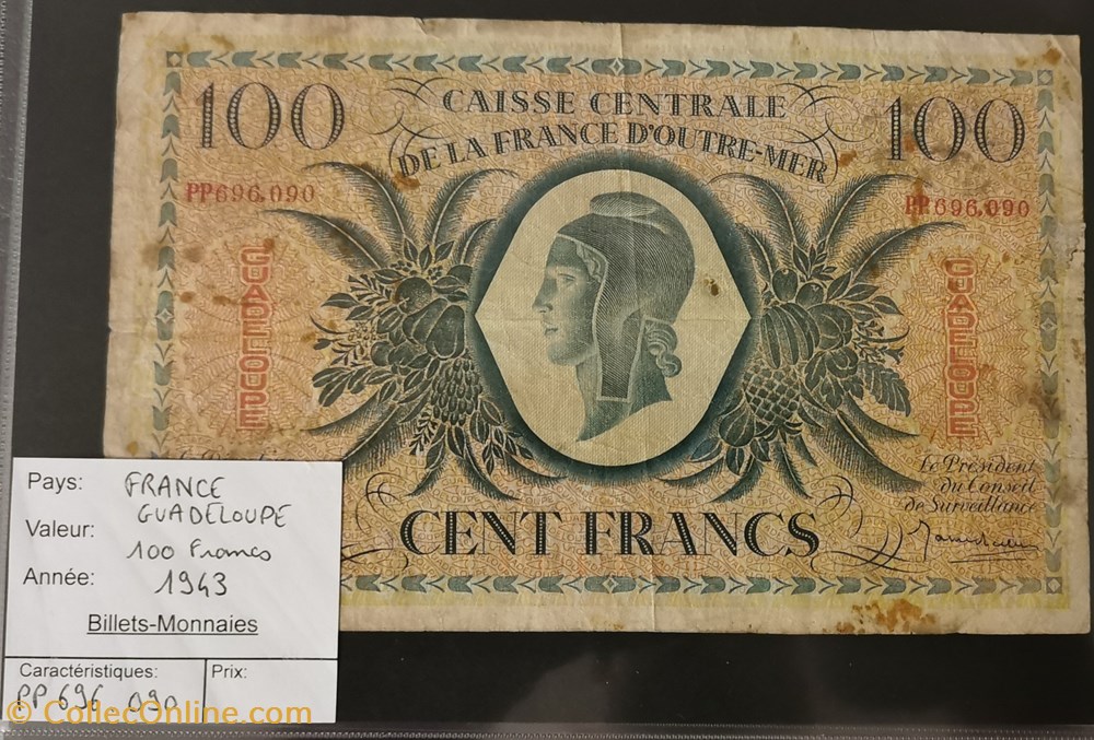 100 francs Guadeloupe billet amerique du nord 100 francs guadeloupe