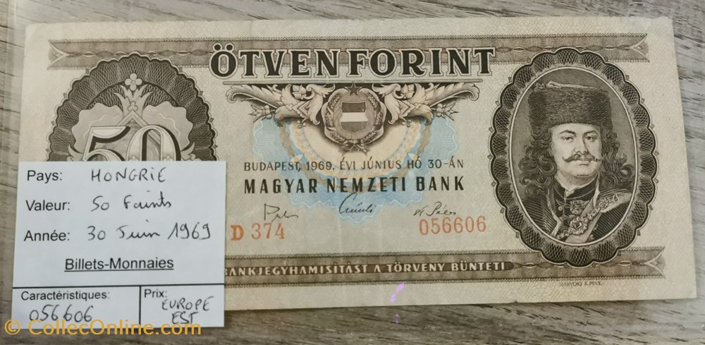 billets europe hongrie 50 forints
