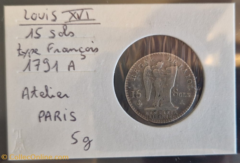 Louis XVI 15 sols type françois 1791 A monnaies monde france louis xvi 15 sols type francois 1791 a