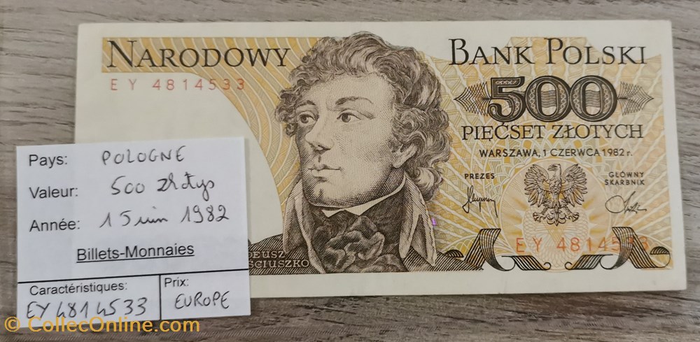 billets europe pologne 500 zlotys