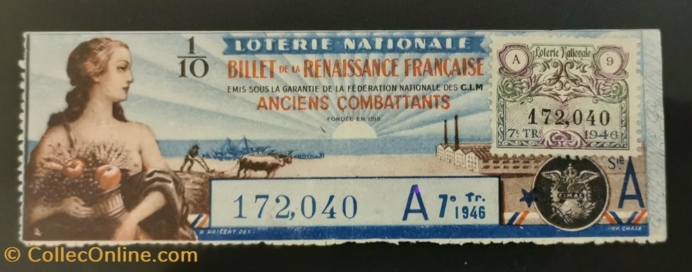 Billet de Loterie Nationale vieux papiers billets billet de loterie nationale