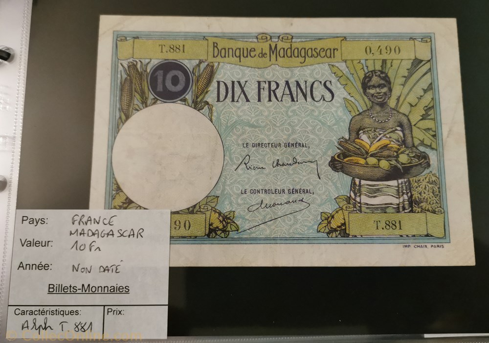 10 francs Madagascar billet afrique 10 francs madagascar