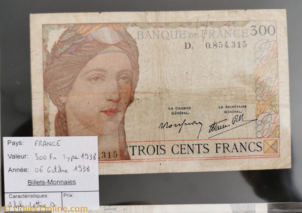 billet europe france 300 francs serveau