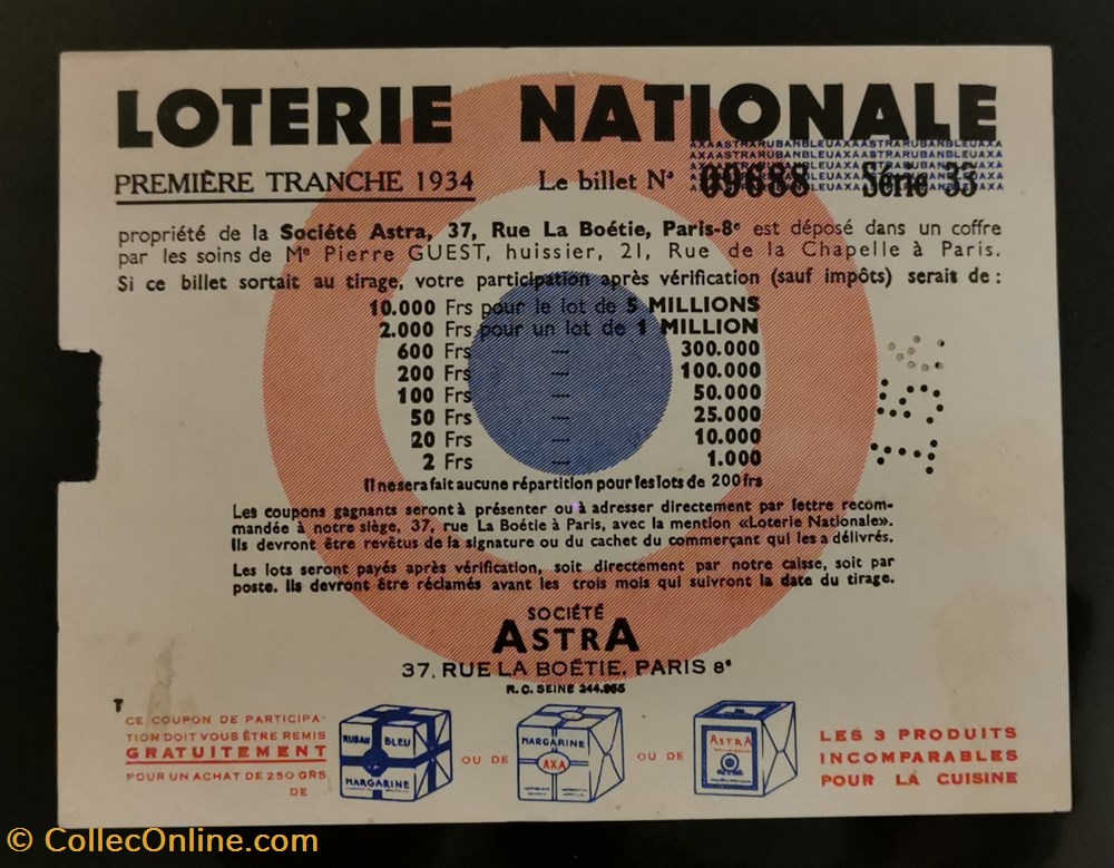 Billet de Loterie Nationale vieux papiers billets billet de loterie nationale