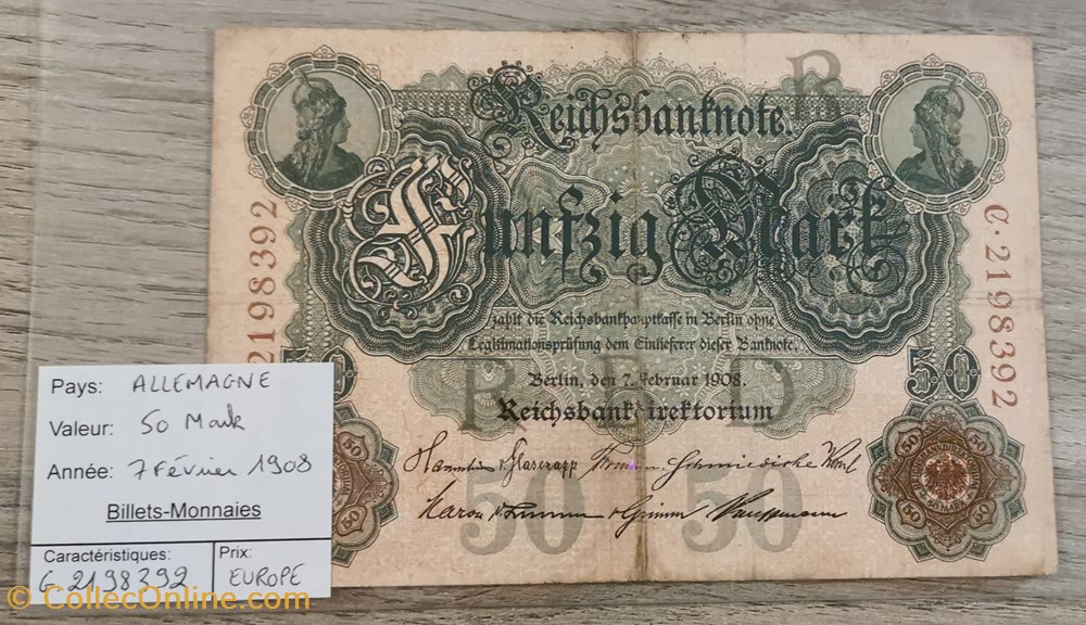billets europe allemagne 50 mark