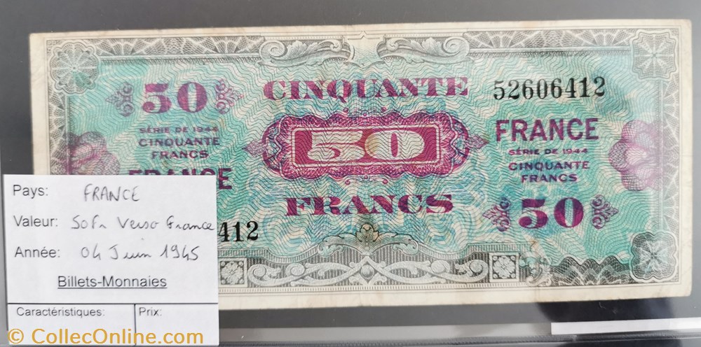 billet europe 50 francs verso france