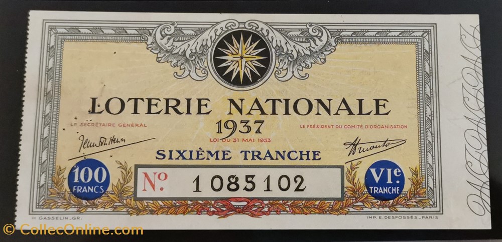 Billet de Loterie Nationale vieux papiers billets billet de loterie nationale