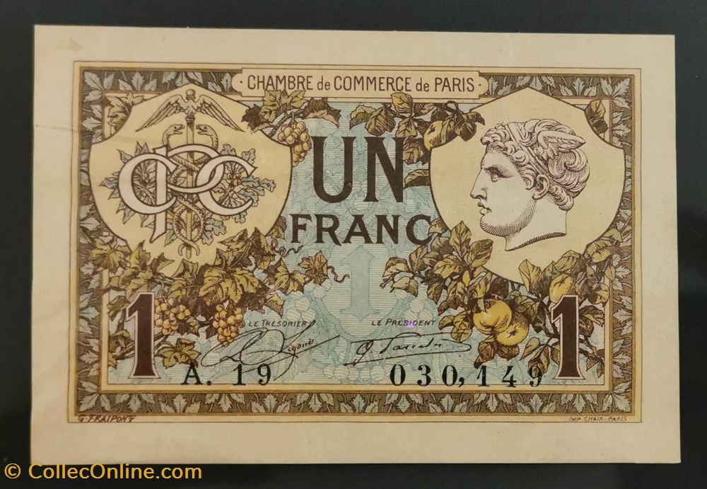 billets europe france 1 francs chambre de commerce de paris