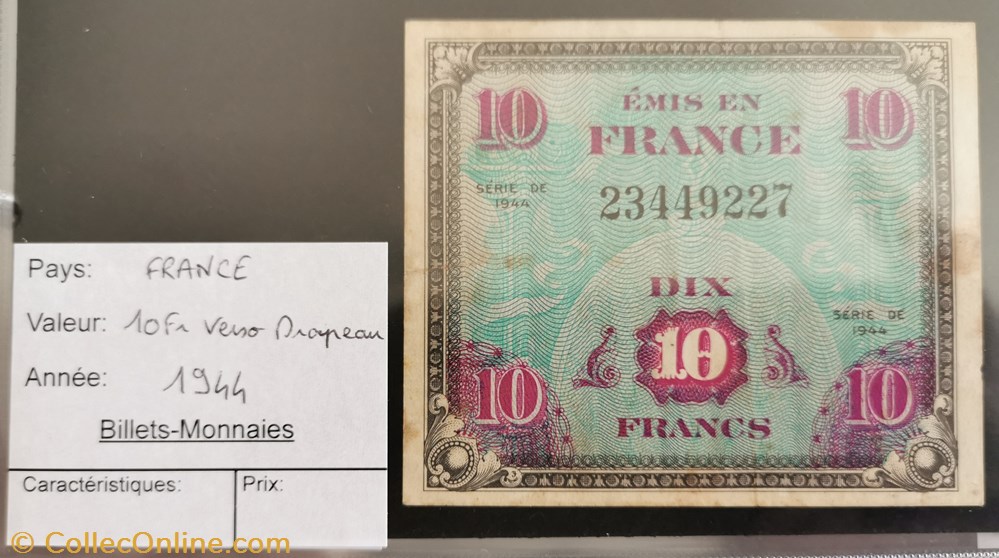 billet europe france 10 fr verso drapeau
