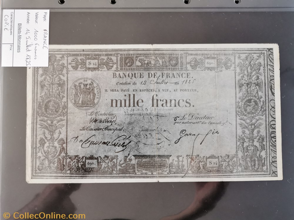 billet europe france reproduction 1000 franc noir 14 07 1825