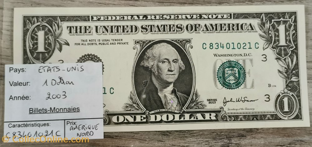 billets usa 1 dollar