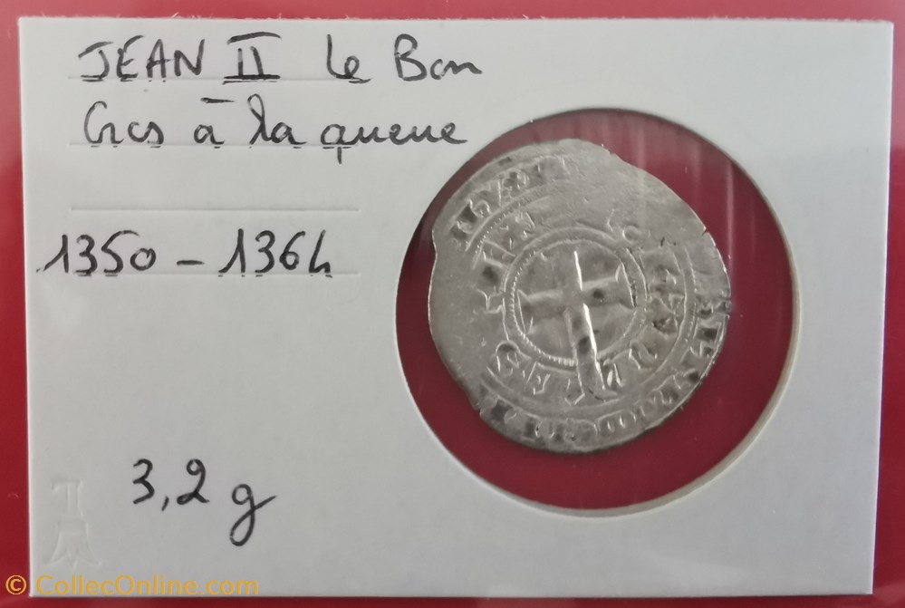 JEAN II Gros à la queue 1350-1364 monnaie france royale jean ii gros a la queue 1350 1364