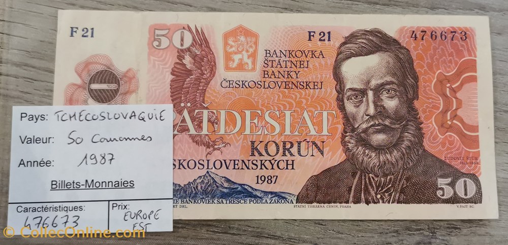 TCHECOSLOVAQUIE - 50 Couronnes billets europe tchecolovaquie tchecoslovaquie 50 couronnes