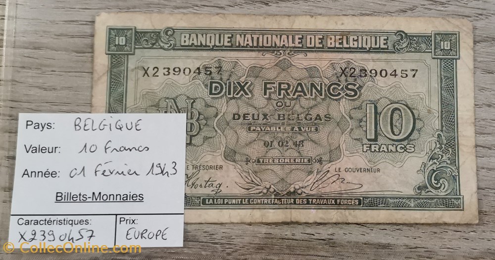 billets europe belgique 10 francs