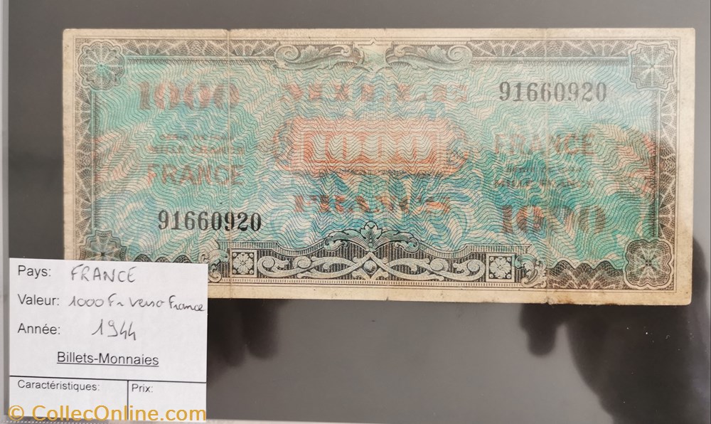 1000 francs Verso France billet europe 1000 francs verso france