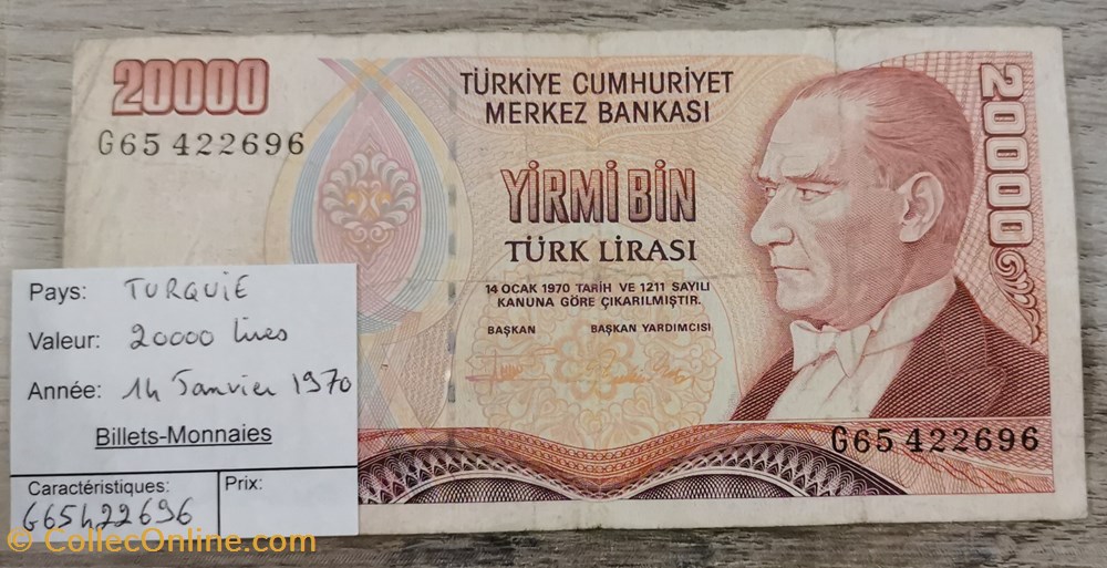 billets asie turquie 20000 lires