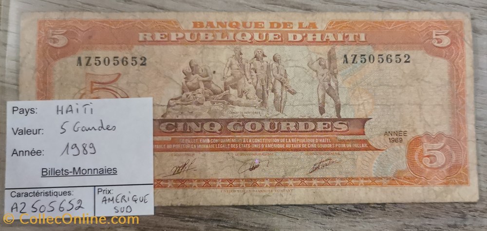 HAITI - 5 Gourdes billets amerique centrale et caraibes haiti 5 gourdes