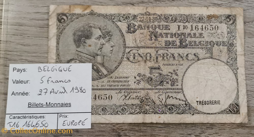 billets europe belgique 5 francs