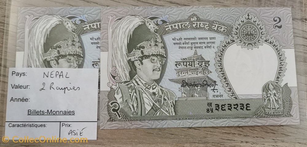billets asie nepal 2 roupies
