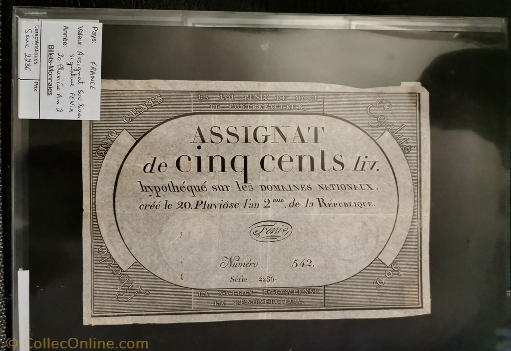 Assignat 500 francs série 2286 billet europe france assignat 500 francs serie 2286