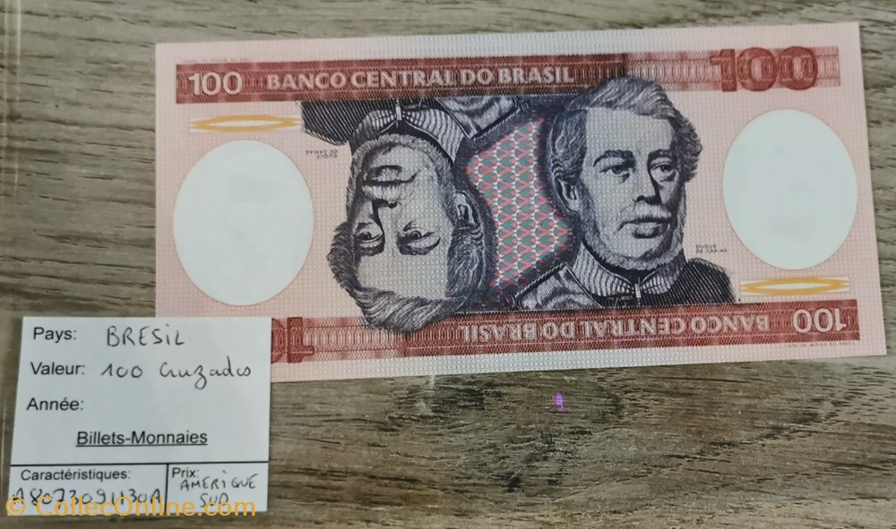 BRESIL - 100 Cruzados billets amerique du sud bresil 100 cruzados