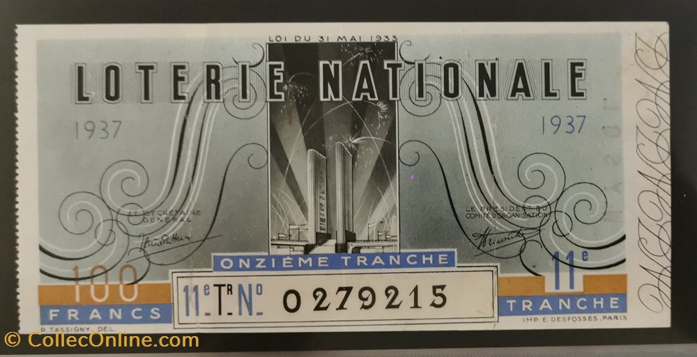 Billet de Loterie Nationale vieux papiers billets billet de loterie nationale