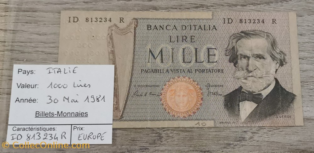 billets europe italie 1000 lires