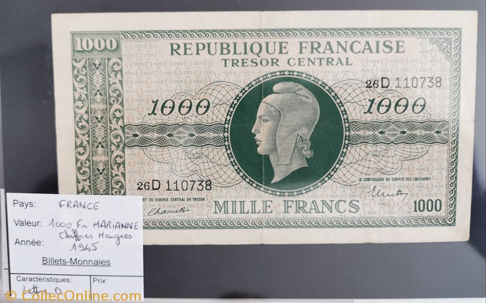 billet europe france 1000 francs marianne