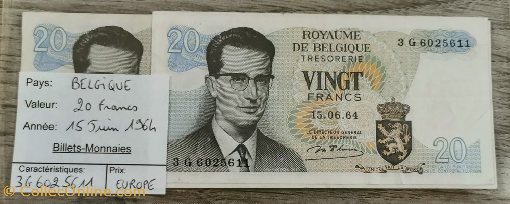 billets europe belgique 20 francs