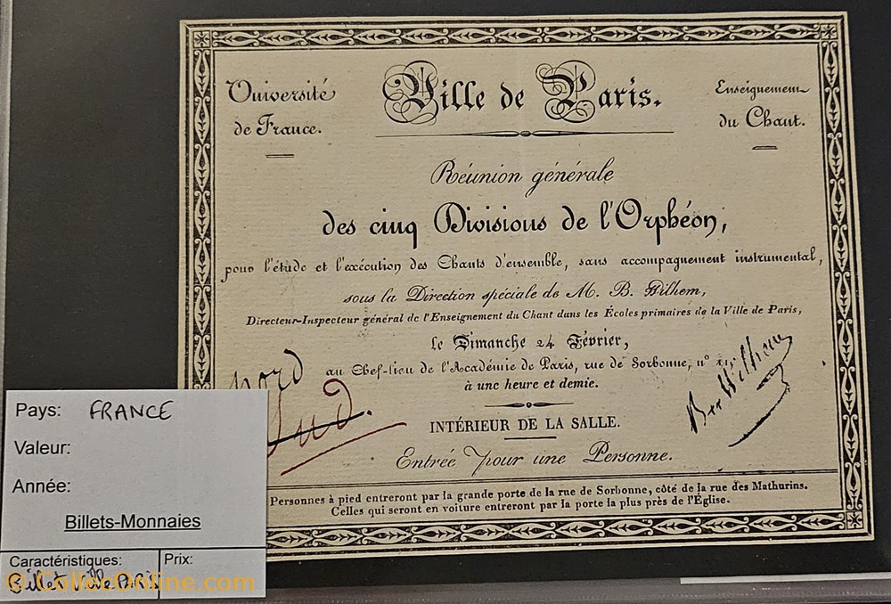 Billet théâtre ville de Paris documents anciens tickets entree billet theatre ville de paris
