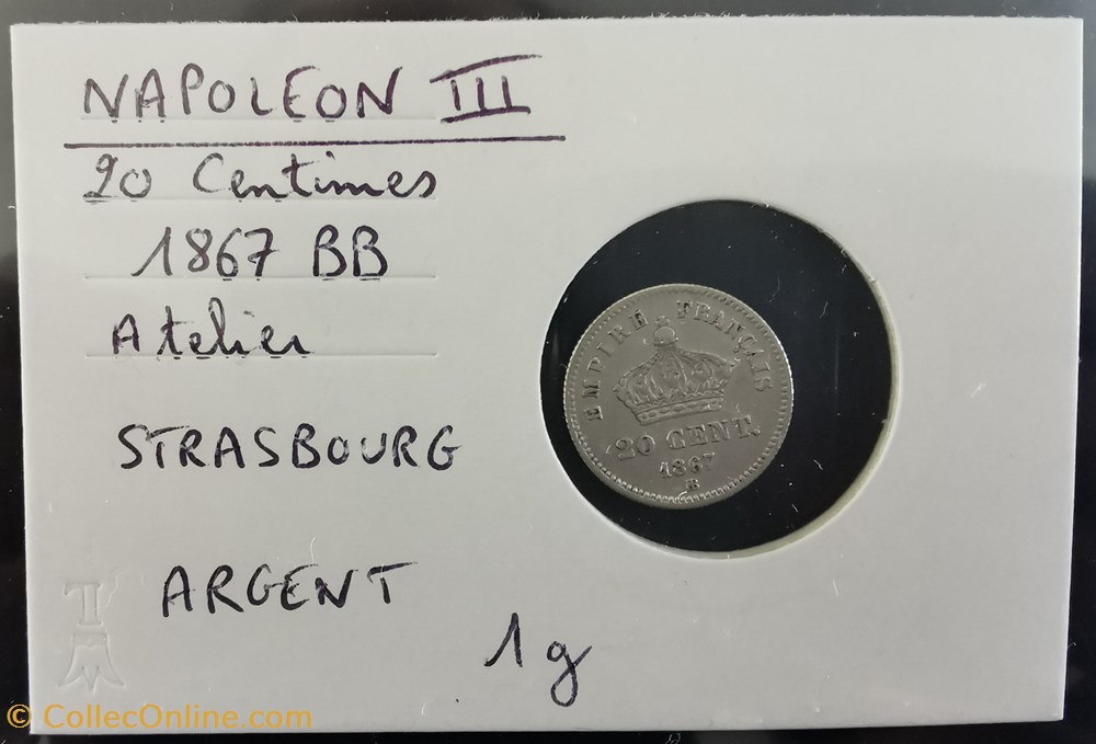 NAPOLEON III 20 centimes 1867 BB monnaie france moderne napoleon iii 20 centimes 1867 bb