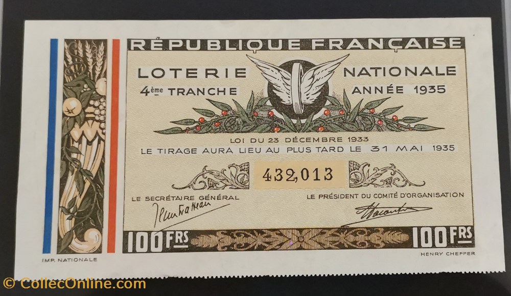 Billet de Loterie Nationale vieux papiers billets billet de loterie nationale