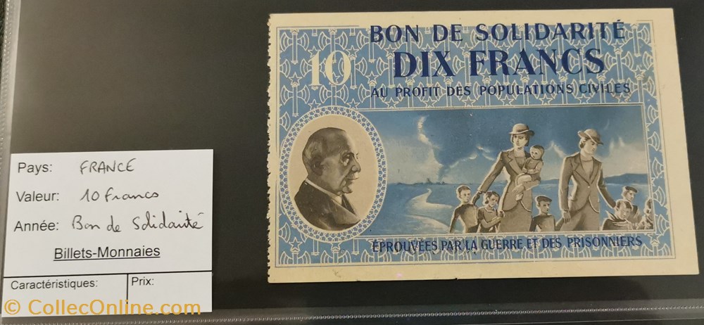 billet europe france 10 francs bon de solidarite petain