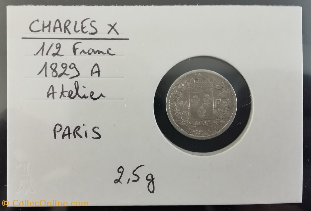 monnaie france moderne charles x 1 2 franc 1829 a