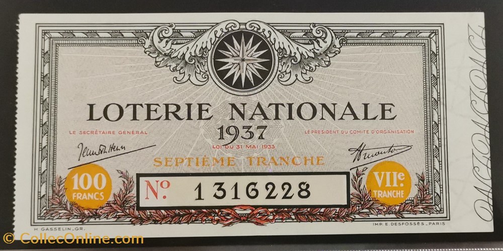 Billet de Loterie Nationale vieux papiers billets billet de loterie nationale