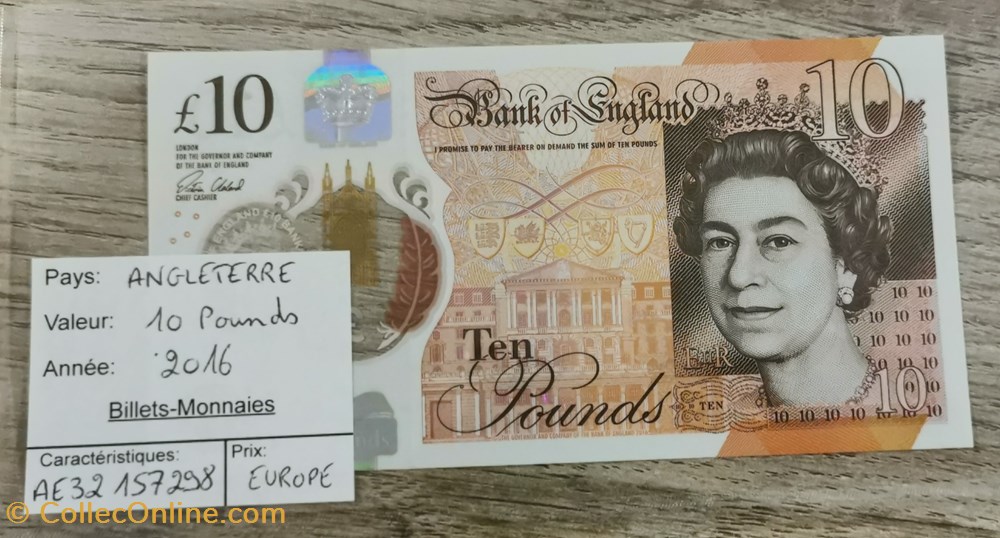 ANGLETERRE - 10 Pounds billets europe royaume uni angleterre 10 pounds