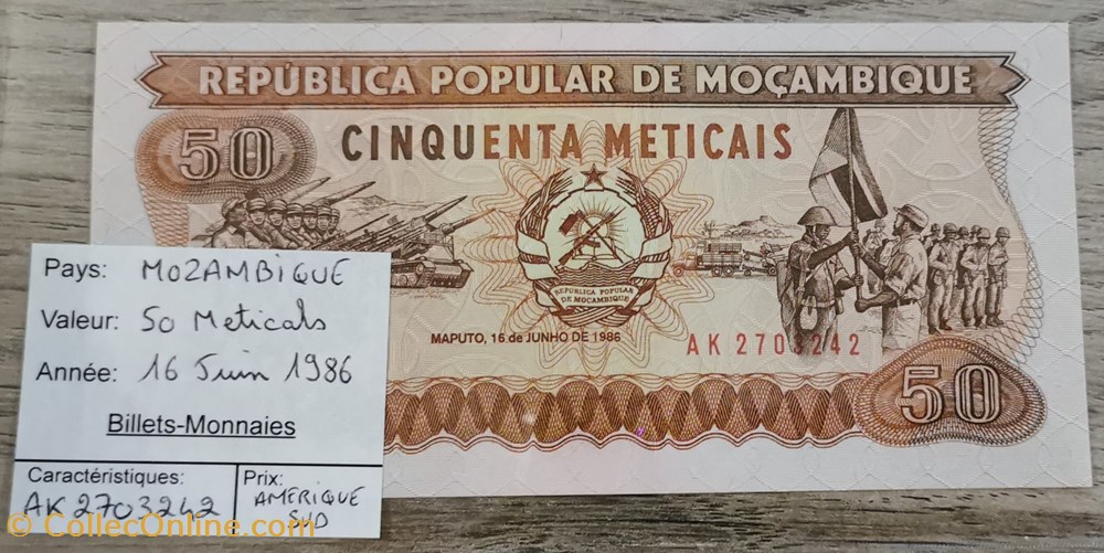 MOZAMBIQUE - 50 Meticals billets afrique mozambique 50 meticals