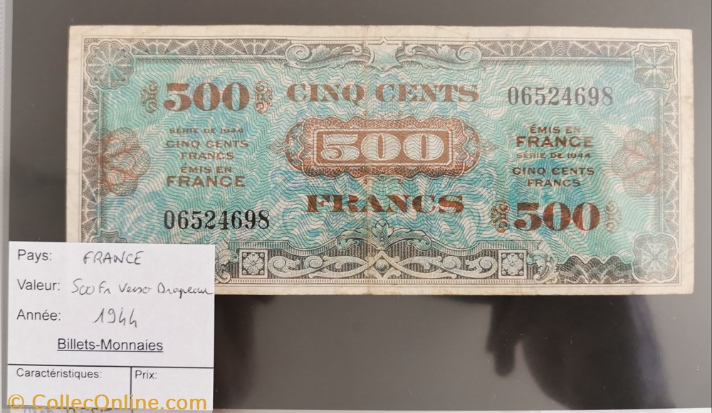 billet europe france 500 francs verso drapeau