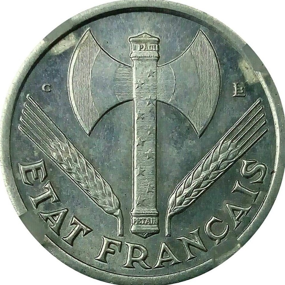 1 franc 1944 petit c MS62 monnaies monde france 1 franc 1944 petit c ms62