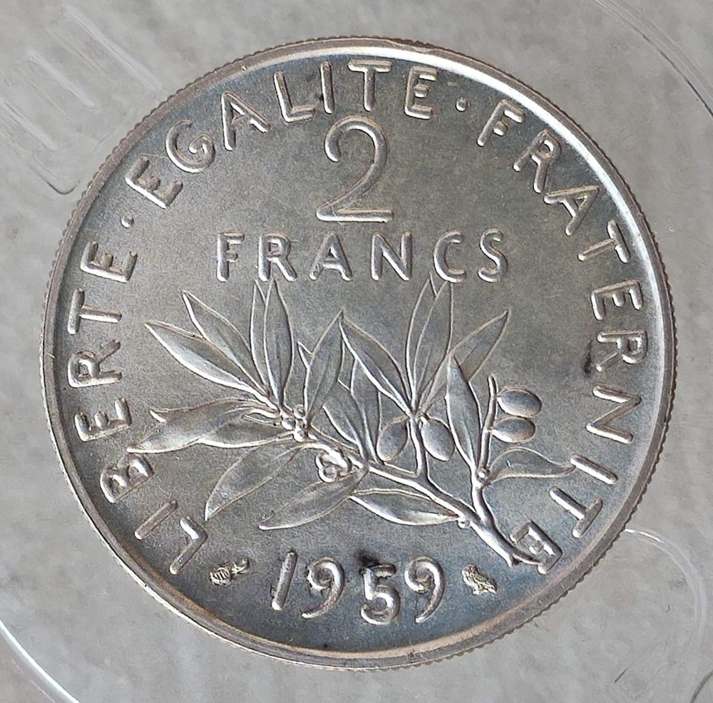 2 francs 1959 essai argent MS64 monnaies monde france 2 francs 1959 essai argent ms64