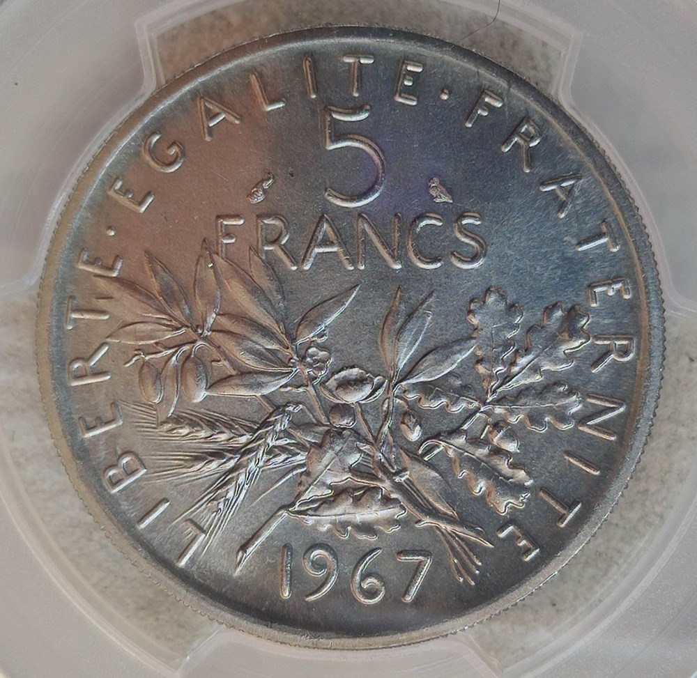5 francs 1967 pré-série nickel MS68 monnaies monde france 5 francs 1967 pre serie nickel ms68