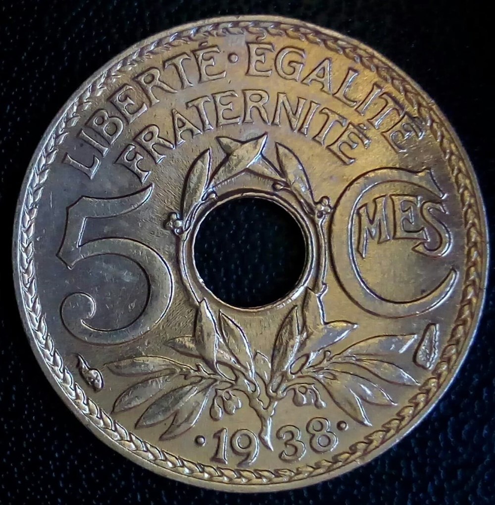 monnaies monde france 5 centimes 1938 etoile