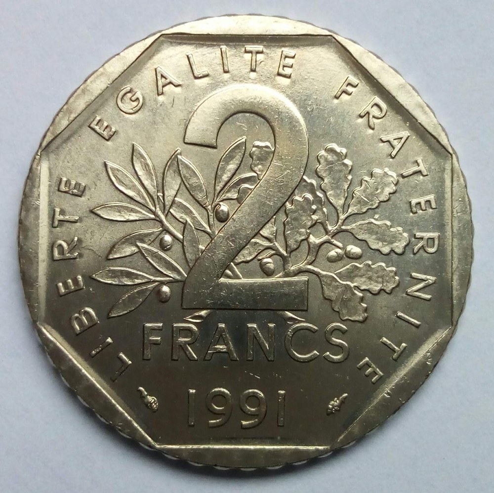 monnaies monde france 2 francs 1991 frappe monnaie