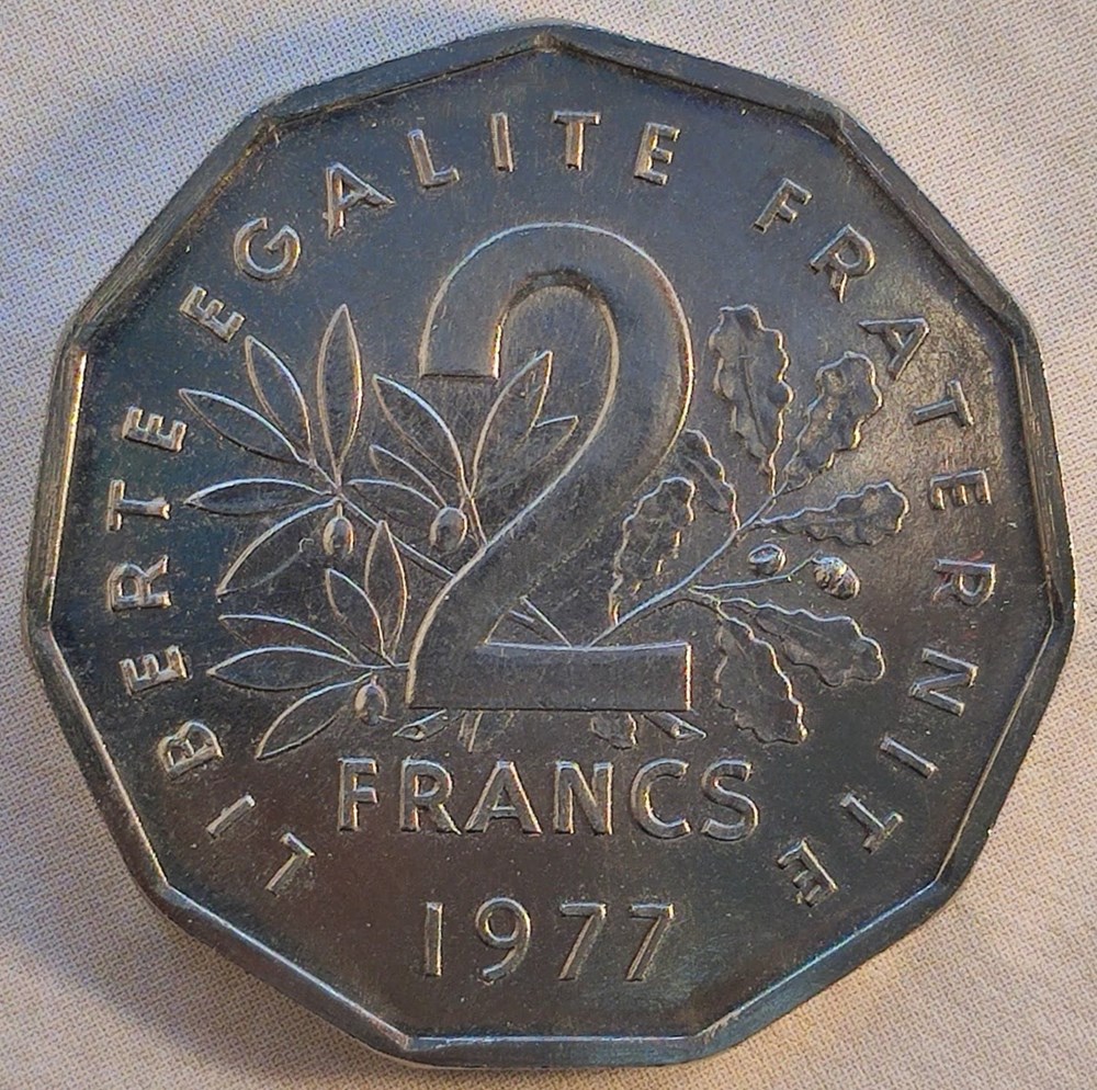 2 francs Semeuse 1977 pré-série type 1 monnaies monde france 2 francs semeuse 1977 pre serie type 1