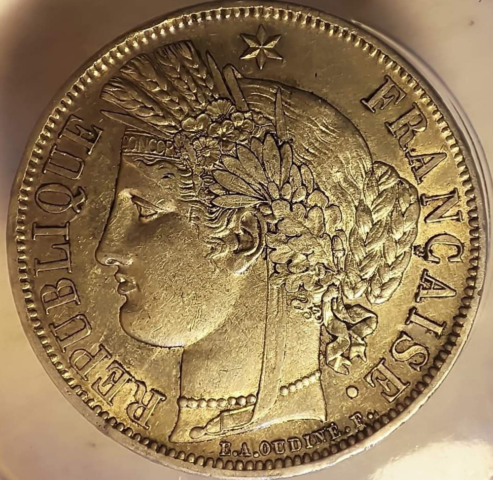 5 francs 1849 A main/main monnaies monde france 5 francs 1849 a main main